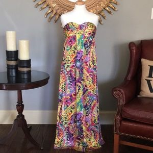 ☀️Gianni Bini Strapless Maxi Dress Festive Colors